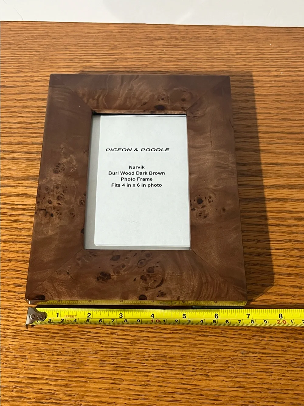 Pigeon & Poodle Narvik Burl Wood Dark Brown Photo Frame Tabletop 4x6